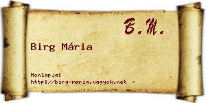 Birg Mária névjegykártya
